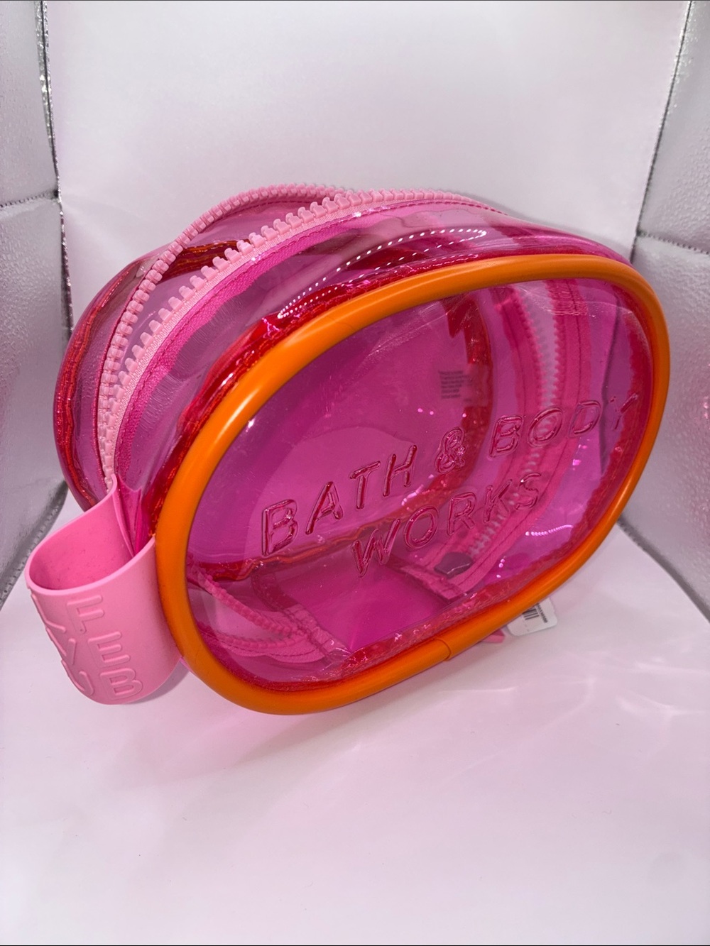 Bath and Body Works Jelly Hot Pink Zip Around Toiletry/Cosmetic Case